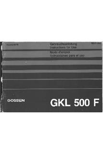 Gossen GKL manual. Camera Instructions.